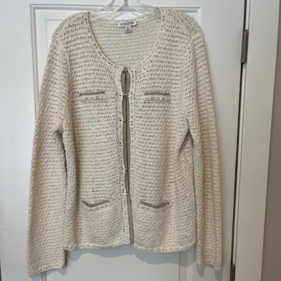 PENDLETON Open Knit Cardigan Womens Sz XL Old Money Coastal Grandma Classic - Picture 1 of 11